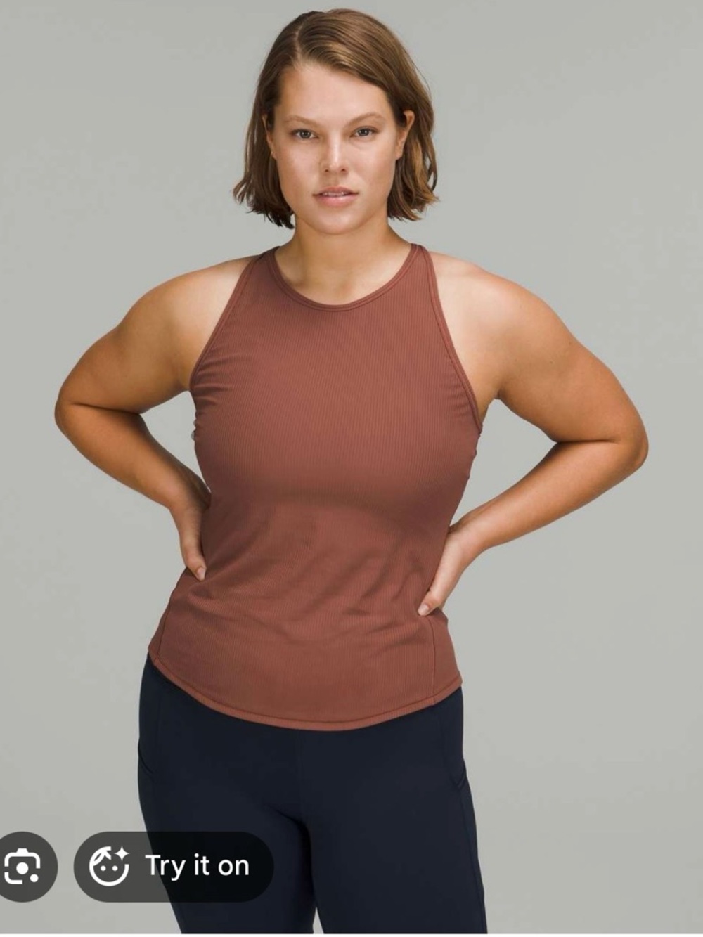 Lululemon Base pace ribbed tank top in the color ancient copper